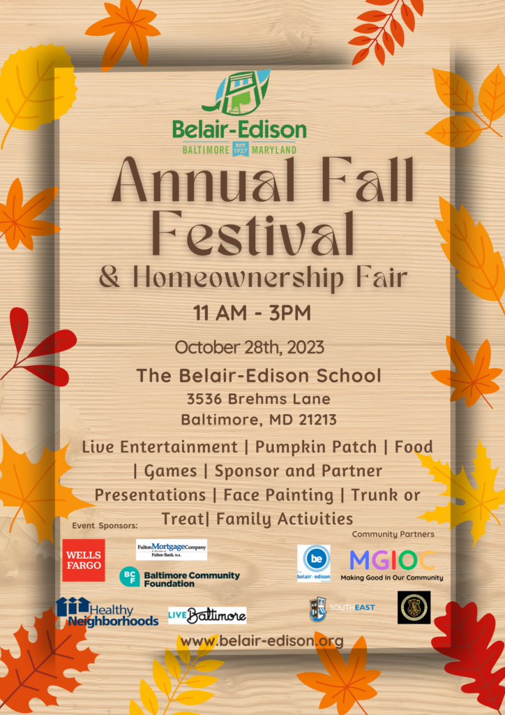 BENI's Annual Fall Festival 2023 Belair Edison Neighborhoods Inc. (BENI)